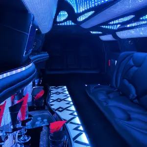 Luxurious Interior of a Charger Stretch Limousine in Nashville