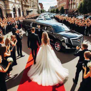 A new couple are enjoying the best wedding limousine service in Nashville