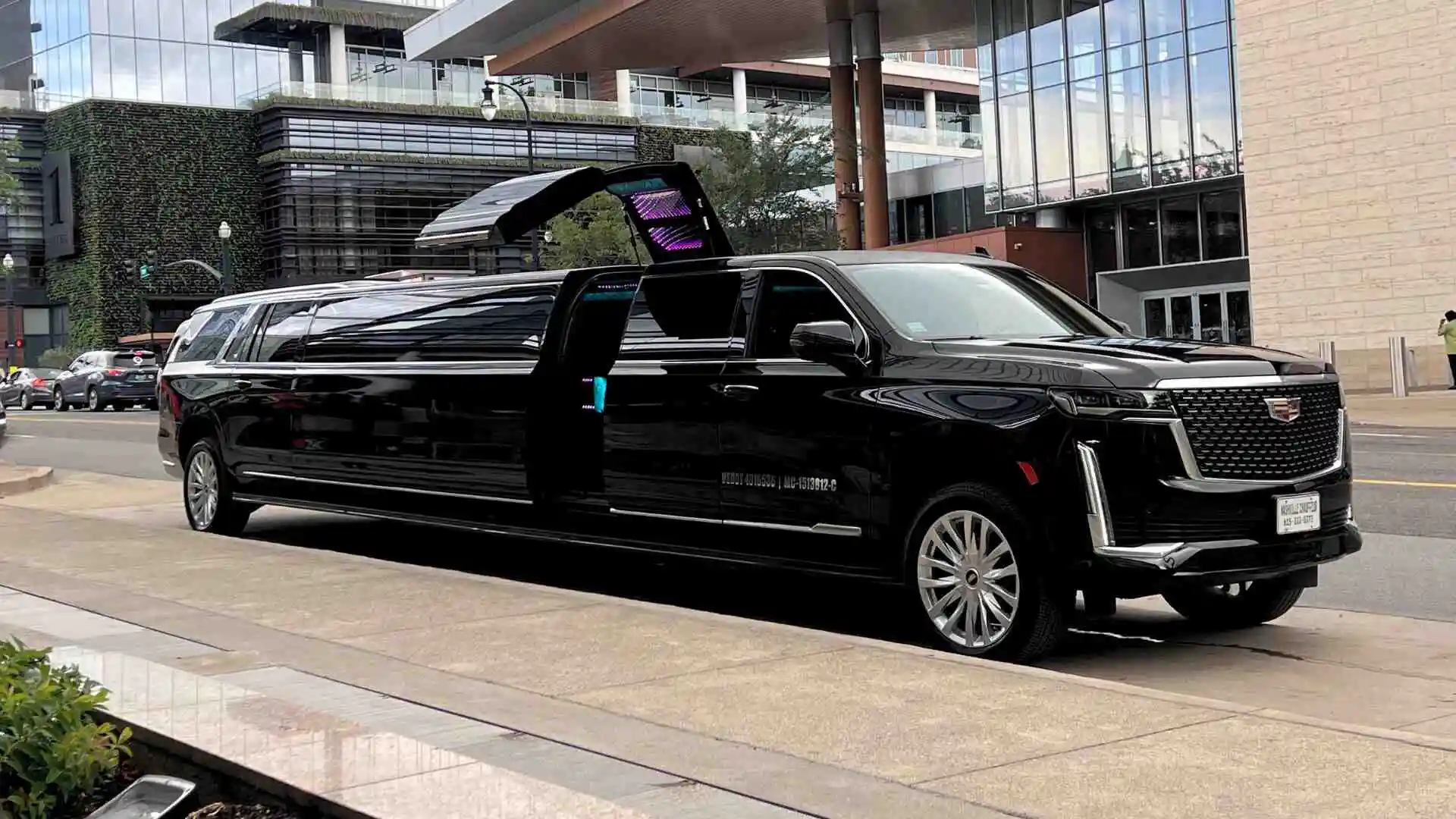 A black escalade limousine 2023 model