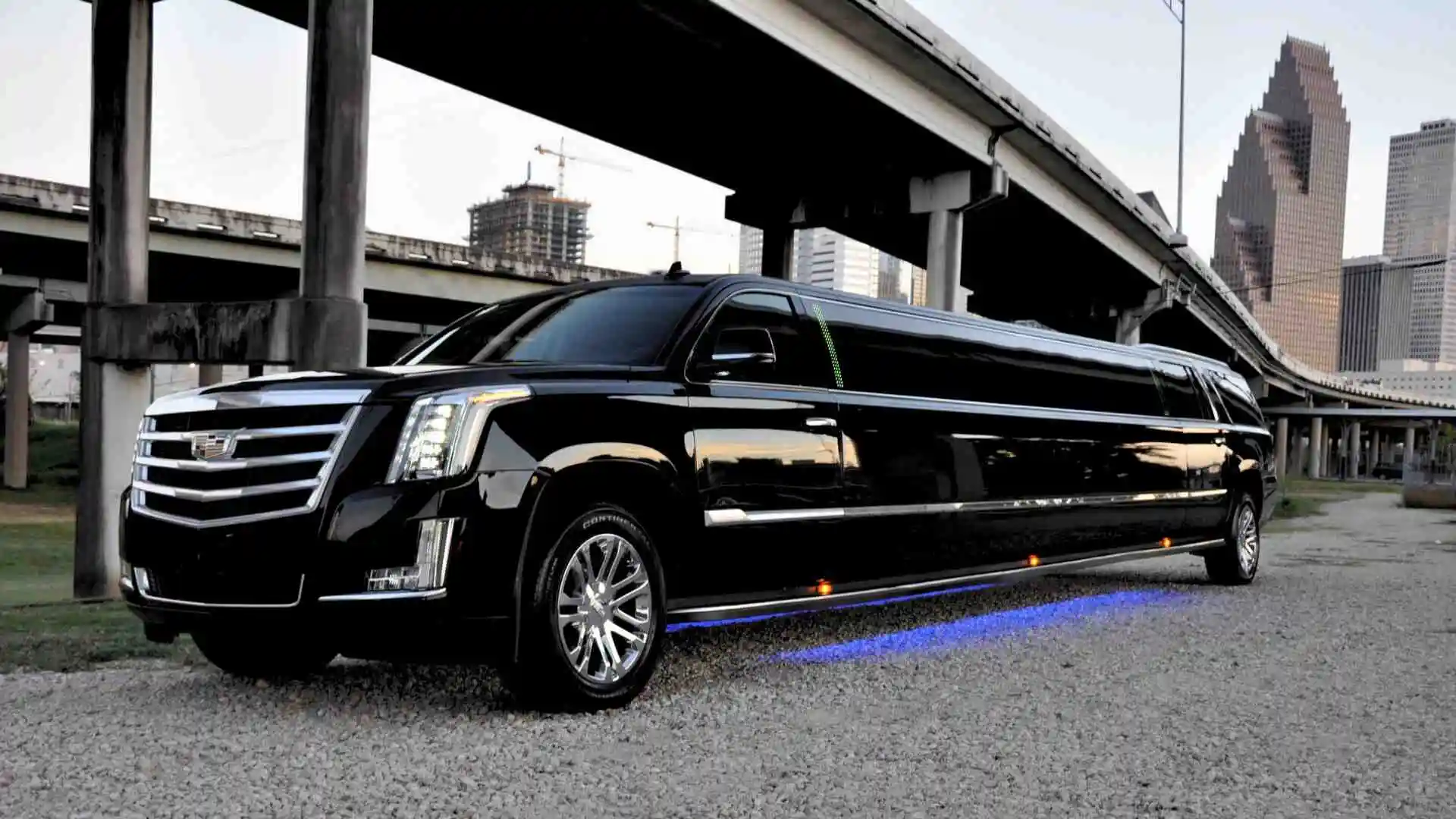 A black prom limousine ready to be rented in the USA