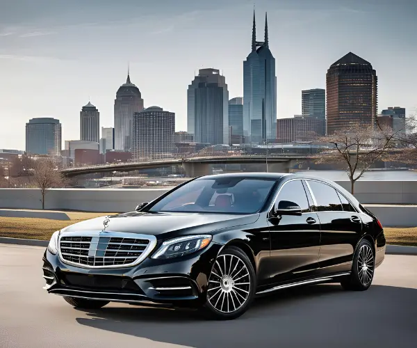 A black Mercedes S class S560 parked in Nashville