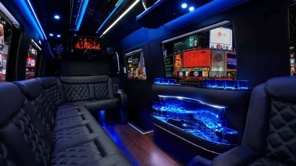 Luxurious Interior of a Party coach in the United States of America