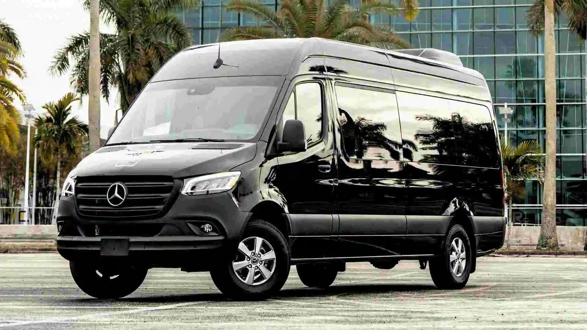 A fully blacked out sprinter van